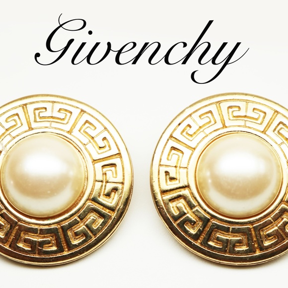 GIVENCHY VINTAGE 1980s Logo Pearl Earrings - Picture 2 of 16